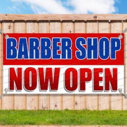 BARBER SHOP NOW OPEN CLEARANCE BANNER Advertising Vinyl Flag Sign INV _CLR0010.psd by AMBBanners