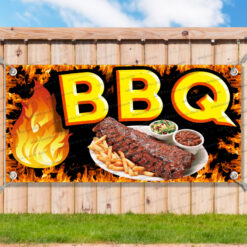 BBQ FLAME Advertising Vinyl Banner Flag Sign Many Sizes STEAK BBQ RETAIL _CLR0014.psd by AMBBanners