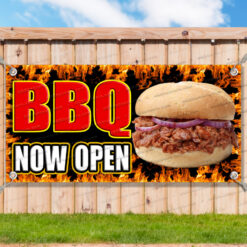 BBQ NOW OPEN Advertising Vinyl Banner Flag Sign Many Sizes RETAIL FLAME _CLR0015.psd by AMBBanners