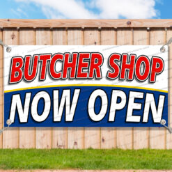 BUTCHER SHOP NOW OPEN Advertising Vinyl Banner Flag Sign Many Sizes__TMP1128.psd by AMBBanners