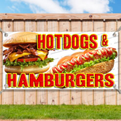 HOTDOGS AND HAMBURGERS CLEARANCE BANNER Advertising Vinyl Flag Sign INV _CLR0126.psd by AMBBanners