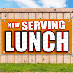 NOW SERVING LUNCH CLEARANCE BANNER Advertising Vinyl Flag Sign INV _CLR0190.psd by AMBBanners