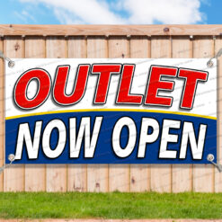 OUTLET NOW OPEN Advertising Vinyl Banner Flag Sign Many Sizes__TMP5982.psd by AMBBanners