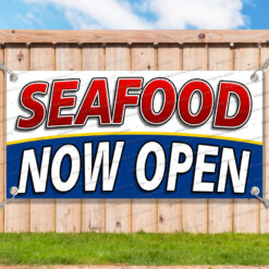 SEAFOOD NOW OPEN Advertising Vinyl Banner Flag Sign Many Sizes__TMP6964.psd by AMBBanners