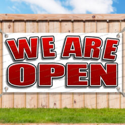 WE ARE OPEN RED Advertising Vinyl Banner Flag Sign Many Sizes__FX1089.psd by AMBBanners